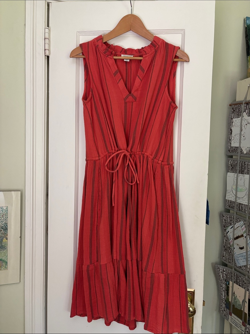 Sundance Adley Coral-Striped Sleeveless Sundress XS (S) NWOT.